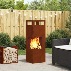 vidaXL Fire Pit Castanho 35 x 35 x 100 cm Aço