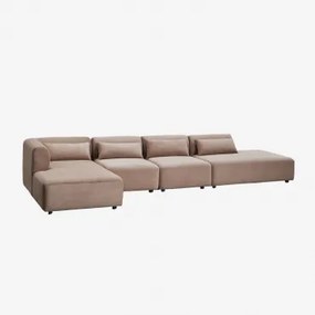 Sofá Modular Chaise Longue Canto Esquerdo De 4 Peças Com Divã Fogler Bombazina Castanho Camel - Sklum