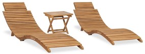 3 pcs conj. lounge de jardim dobrável madeira de teca maciça