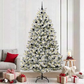vidaXL Árvore de Natal Artificial Verde e Branco 240 cm PVC e Metal