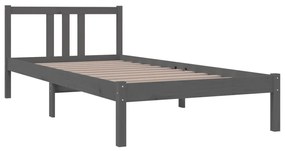 Estrutura de cama 90x200 cm madeira maciça cinzento