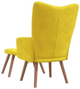 Cadeira de descanso com banco veludo amarelo mostarda