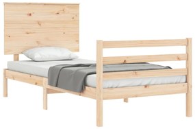 Estrutura de cama com cabeceira 90x200 cm madeira maciça