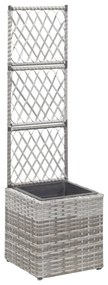 Floreira com treliça e 1 vaso 30x30x107 cm vime PE cinzento