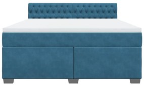 Cama com molas/colchão 180x200 cm veludo azul