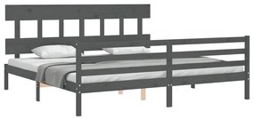Estrutura de cama com cabeceira 200x200 cm madeira maciça cinza