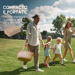 Outsunny Tapete de Exterior 182x274cm Tapete Reversível de Plástico Impermeável para para Varanda Pátio Campismo Praia Marrom e Branco