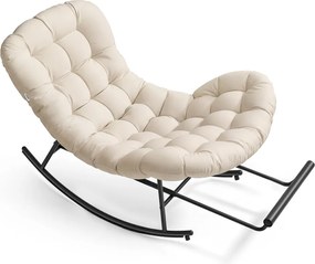 Cadeira de baloiço com almofada removível, 118 x 85 x 85 cm, bege