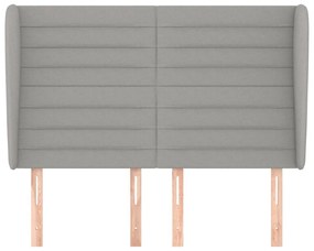 Cabeceira de cama c/ abas tecido 147x23x118/128cm cinza-claro