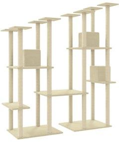 Árvore para gatos c/ postes arranhadores sisal 174 cm cor creme