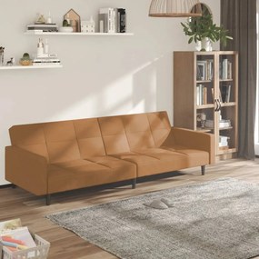 340678 vidaXL Sofá-cama de 2 lugares tecido de microfibra cinza-acastanhado
