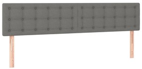Cama box spring c/ colchão e LED 120x190 cm tecido cinza-escuro