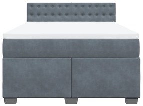 Cama com molas/colchão 140x200 cm veludo cinzento-escuro