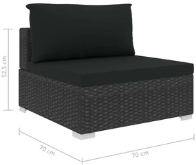 Conjunto lounge de jardim c/ almofadões 12 pcs vime PE preto