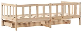 Sofá-cama com gavetas 90x190 cm madeira de pinho maciça