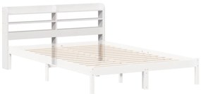 Cabeceira com prateleiras 120 cm madeira de pinho maciça branco
