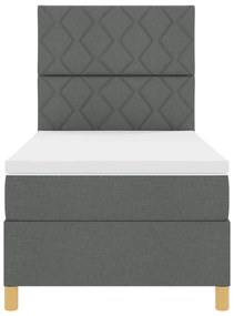 Cama Box Spring com Colchão Cinza Escuro 100x200 cm Tecido