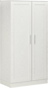 HOMCOM Credença para Cozinha com 2 Portas, Prateleiras Ajustáveis, para Sala de Jantar e Sala de Estar, 80x43x160 cm, Branco Efeito Madeira | Aosom Portugal
