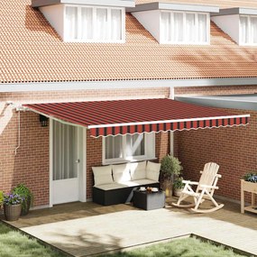vidaXL Toldo Retrátil Automático com LED Laranja e Castanho 450x300 cm