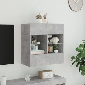 Móvel parede p/ TV c/ luzes LED 58,5x30x60,5 cm cinza cimento