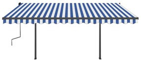 Toldo automático LED e sensor de vento 4,5x3 m azul e branco