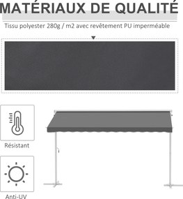 Toldo de dupla inclinação 4 x 3 m, manual e retrátil, inclinação ajustável, metal com revestimento epóxi, branco, poliéster impermeável e com proteção