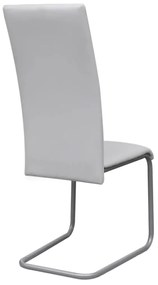 Cadeiras de jantar cantilever 2 pcs couro artificial branco