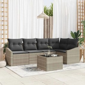 vidaXL Conjunto de Sofá de Jardim de 6 Peças com Almofadas Cinza Vime Polirattan