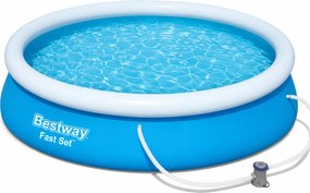 Piscina Insuflável Bestway 57274 com Aro 366 × 76 cm 5377 L Azul com Depurador e Filtro