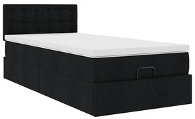 Cama otomana com colchão 90x200 cm tecido preto