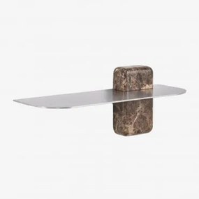 Mesa De Cabeceira Flutuante 45x15 Cm Em Aço Inoxidável Serbian Mármore Marrom Emperador - Sklum