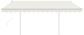 Toldo retrátil automático com postes 4x3,5 m cor creme