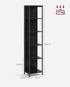 Estante com 6 níveis com luzes LED 30,3 x 40 x 178,6 cm Preta