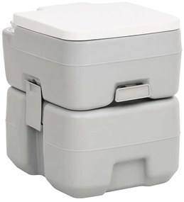 154406 vidaXL Sanita portátil p/ campismo 20+10 L PEAD cinzento e branco