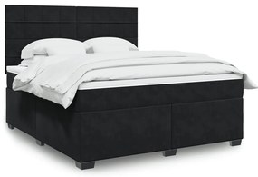 vidaXL Cama com molas/colchão 180x200 cm veludo preto