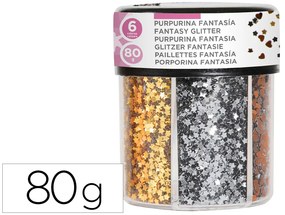 Pupurina Liderpapel Forma Coracao e Estrela Cor Ouro e Prata Frasco de 75gr