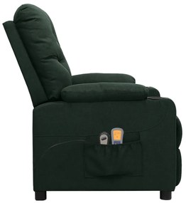 Poltrona de massagens elétrica tecido verde-escuro
