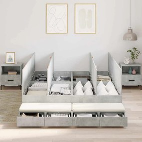 vidaXL Cama de armazenamento Cinza Concreto 140x200 cm