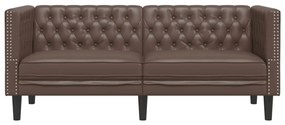 Sofá chesterfield 2 lugares couro artificial castanho