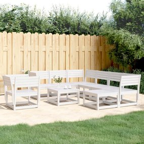 8 pcs conjunto lounge de jardim pinho maciço branco