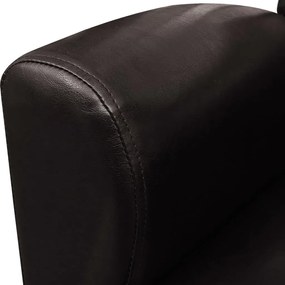 Poltrona couro artificial castanho-escuro