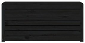 Baú de Arrumação para Jardim - Preto - Madeira de Pinho - 101x50,5x46,