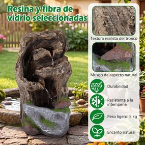 Fonte de Jardim em Cascata, 30,5 x 26 x 53 cm, 4 Níveis com Iluminação LED, Natural