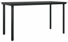 Conjunto de jantar jardim 5 peças vidro vime PE preto