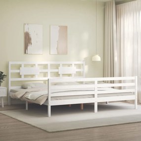 Estrutura cama Super King Size c/ cabeceira madeira branco