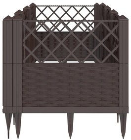 Vaso/floreira jardim c/ estacas 123,5x43,5x43,5 cm PP castanho