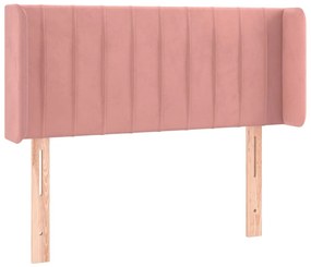 Cabeceira de cama c/ luzes LED veludo 103x16x78/88 cm rosa