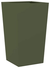 Vaso/floreira de jardim 2 pcs 45x45x75 cm aço verde azeitona