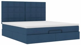 Estrutura de cama otomana com colchão 160x200 cm tecido azul