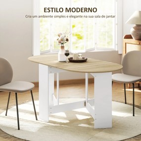 Mesa de Cozinha Dobrável Mesa de Jantar Dobrável Ovalada com Laterais Abatíveis Estilo Moderno 163x80x75 cm Madeira